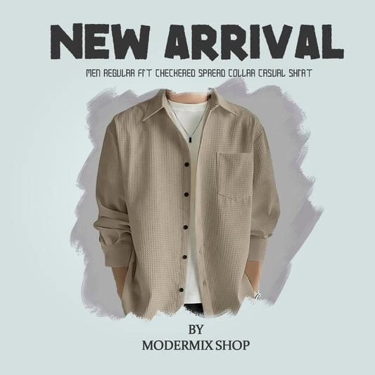 Men Regular Fit Checkered Spread Collar Casual Shirt